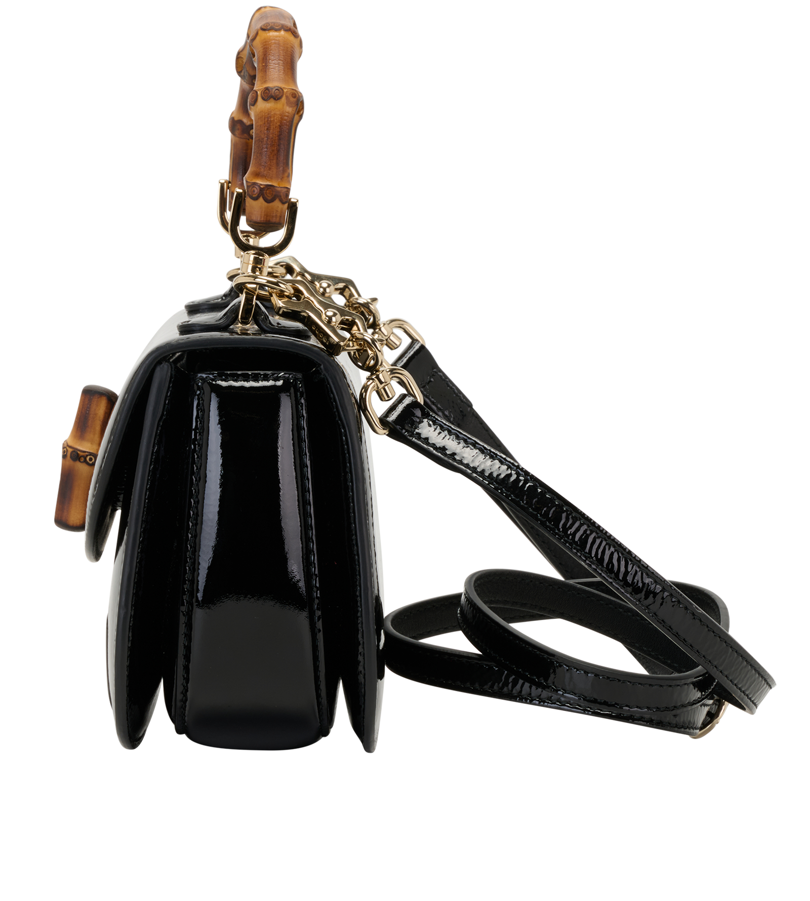 Mini Bamboo 1947, &pound;1,100, Handbags, Black, Patent Leather, Bottom view